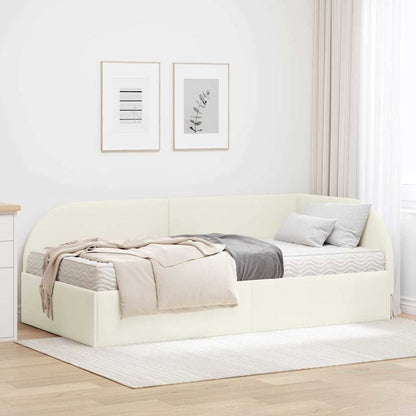 Eckbettgestell mit Matratze 2 stk. Creme 90 x 190 cm Samt