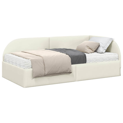 Eckbettgestell mit Matratze 2 stk. Creme 90 x 190 cm Samt