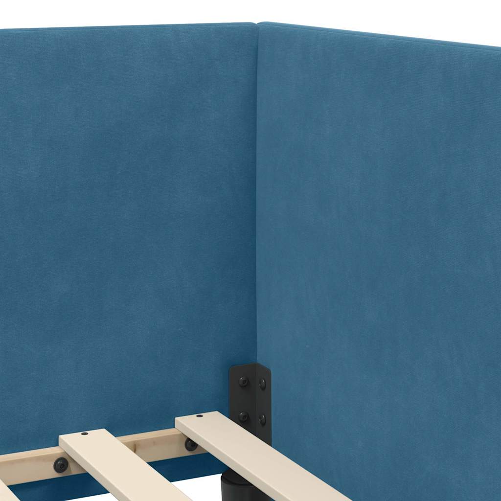 Eckbettgestell mit Matratze 2 stk. Blau 90 x 200 cm Samt