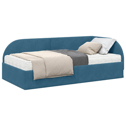 Eckbettgestell mit Matratze 2 stk. Blau 90 x 200 cm Samt