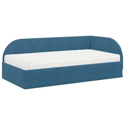 Eckbettgestell mit Matratze 2 stk. Blau 90 x 200 cm Samt