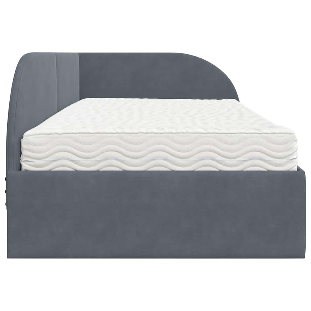 Eckbettgestell mit Matratze mit Kopfteil 2 pcs Grau Samt