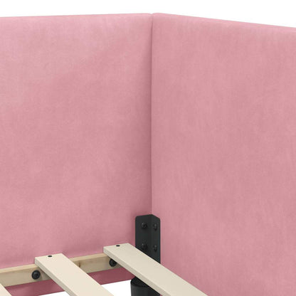Eckbettgestell mit Matratze 2 stk. Rosa 90 x 200 cm Samt