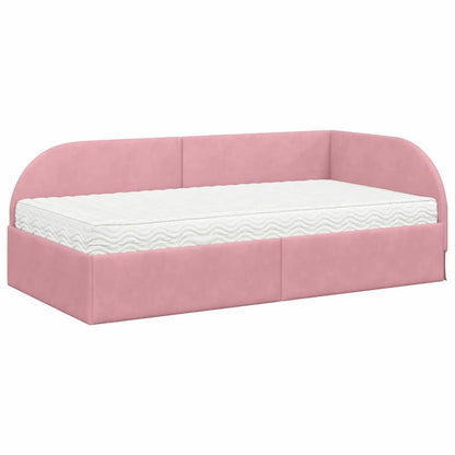 Eckbettgestell mit Matratze 2 stk. Rosa 90 x 200 cm Samt