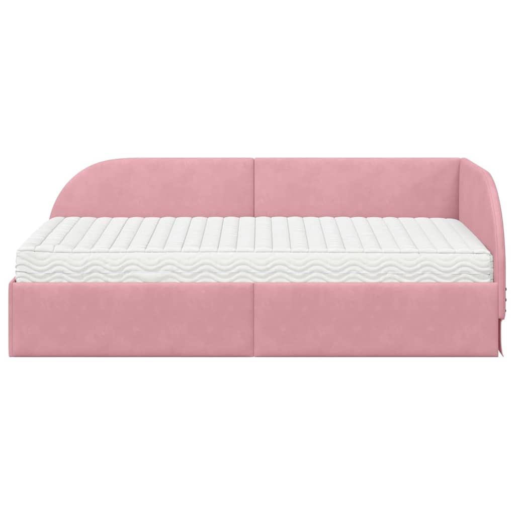 Eckbettgestell mit Matratze 2 stk. Rosa 90 x 200 cm Samt