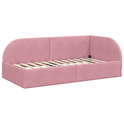 Eckbettgestell mit Matratze 2 stk. Rosa 90 x 200 cm Samt