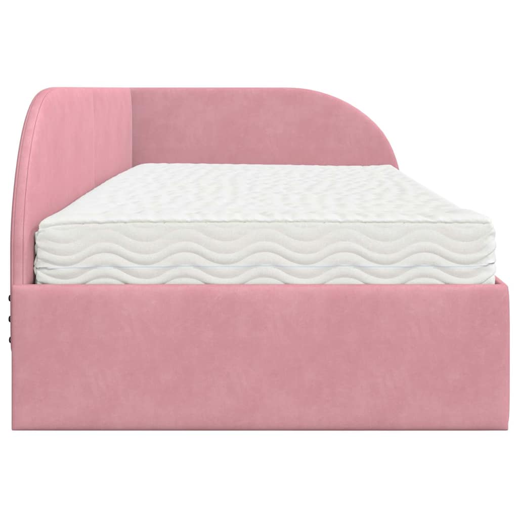 Eckbettgestell mit Matratze 2 stk. Rosa 90 x 200 cm Samt