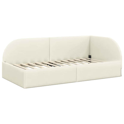 Eckbettgestell mit Matratze 2 stk. Creme 90 x 200 cm Samt