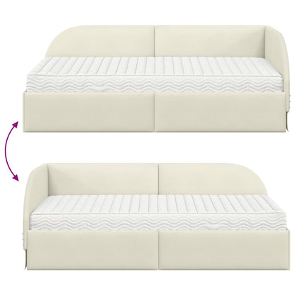 Eckbettgestell mit Matratze 2 stk. Creme 90 x 200 cm Samt
