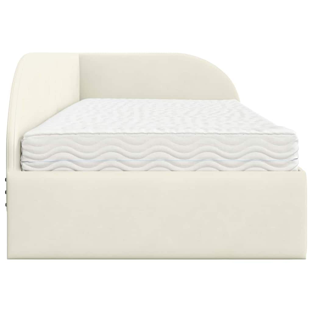 Eckbettgestell mit Matratze 2 stk. Creme 90 x 200 cm Samt