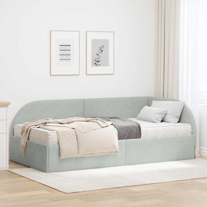Eckbettgestell mit Matratze 2 stk. Hellgrau 100 x 200 cm Samt