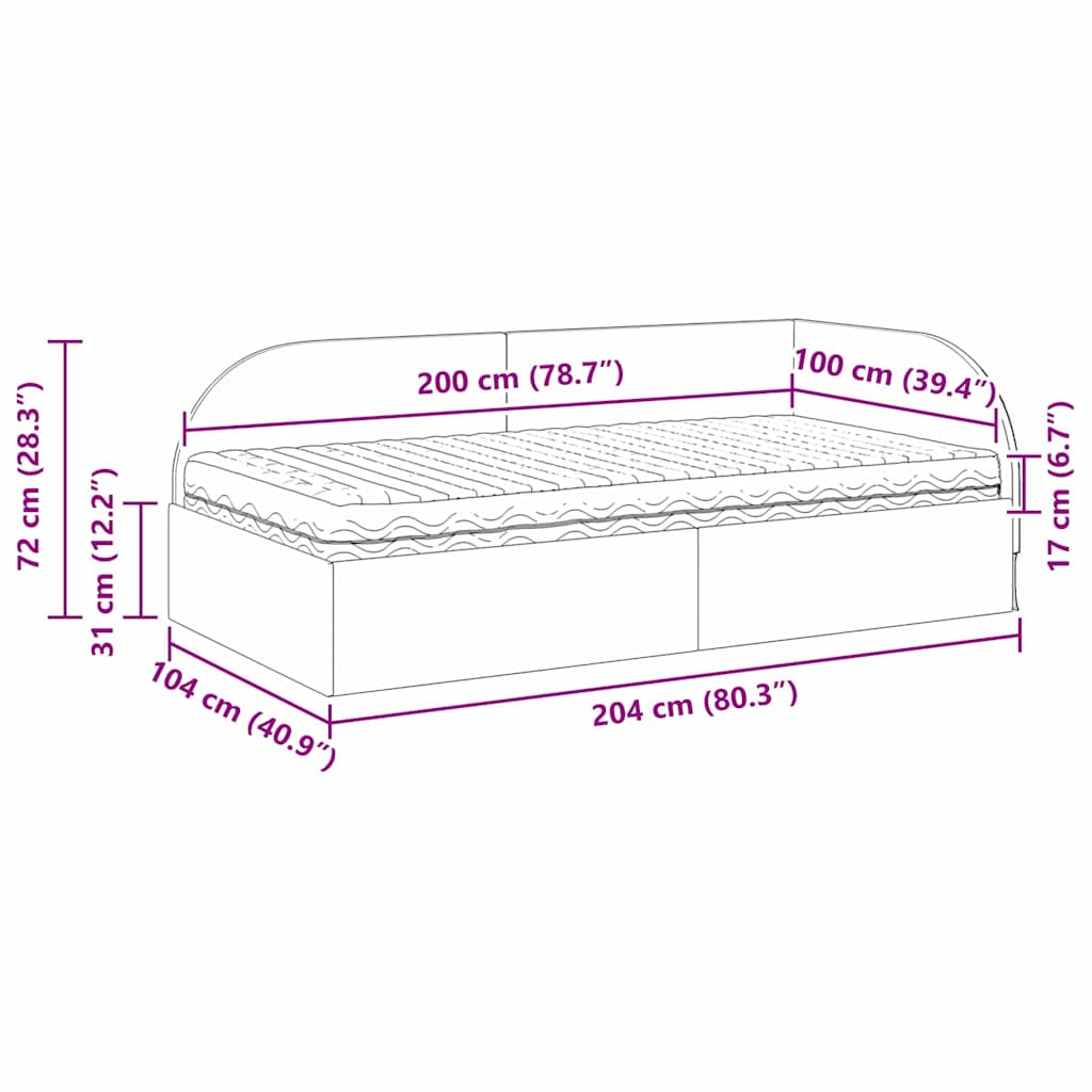 Eckbettgestell mit Matratze 2 stk. Dunkelgrau 100 x 200 cm Samt