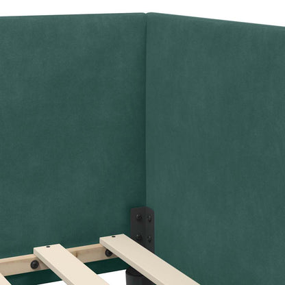 Eckbettgestell mit Matratze 2 stk. Dunkelgrün 100 x 200 cm Samt