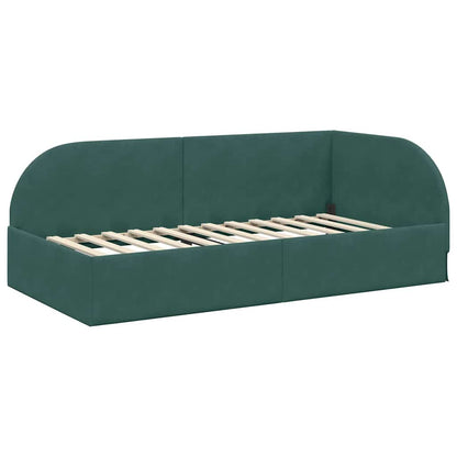 Eckbettgestell mit Matratze 2 stk. Dunkelgrün 100 x 200 cm Samt