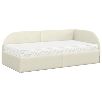 Eckbettgestell mit Matratze 2 stk. Creme 100 x 200 cm Samt