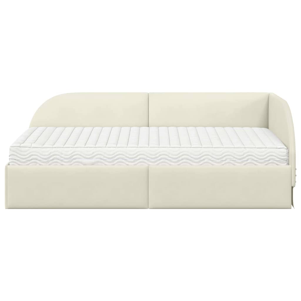 Eckbettgestell mit Matratze 2 stk. Creme 100 x 200 cm Samt