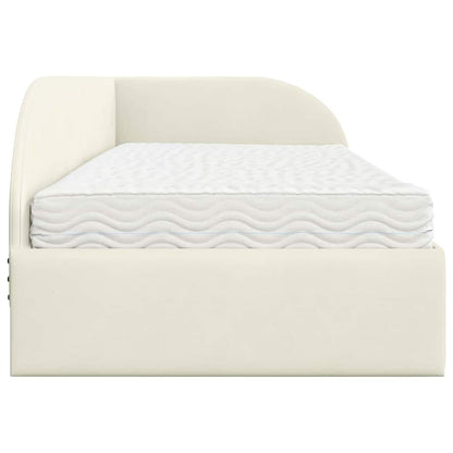 Eckbettgestell mit Matratze 2 stk. Creme 100 x 200 cm Samt