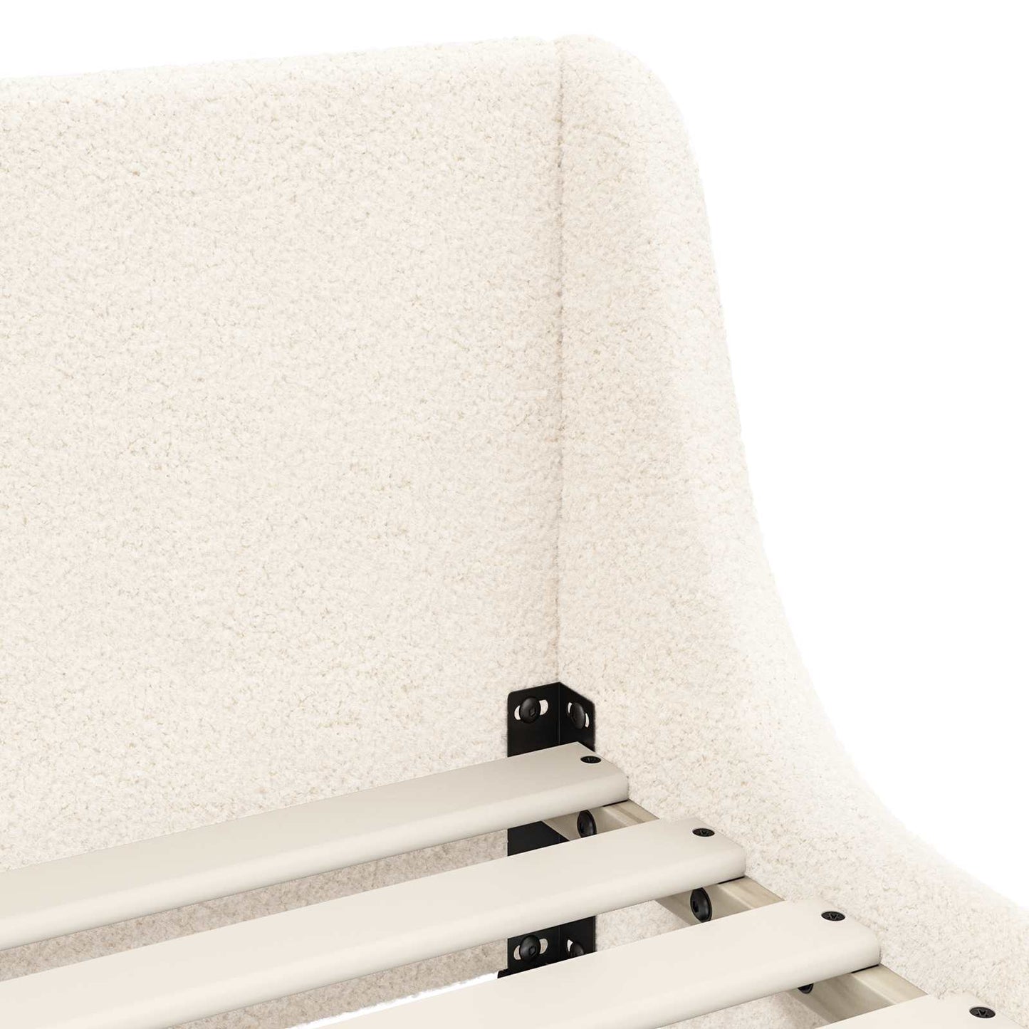Kinderbettgestell mit Kopfteil Creme 70 x 140 cm Bouclé