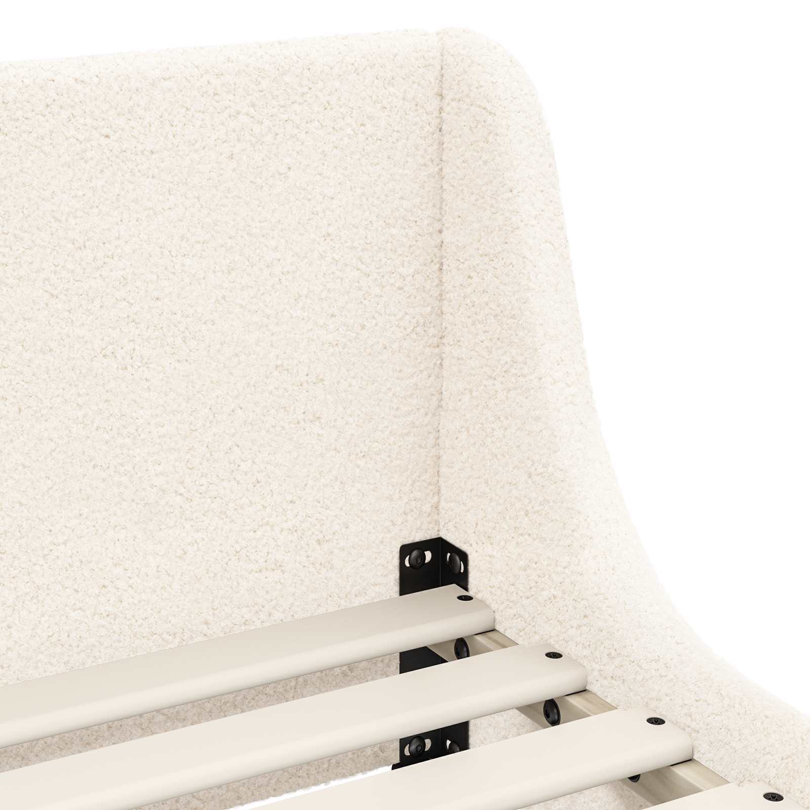 Kinderbettgestell mit Kopfteil Creme 70 x 140 cm Bouclé
