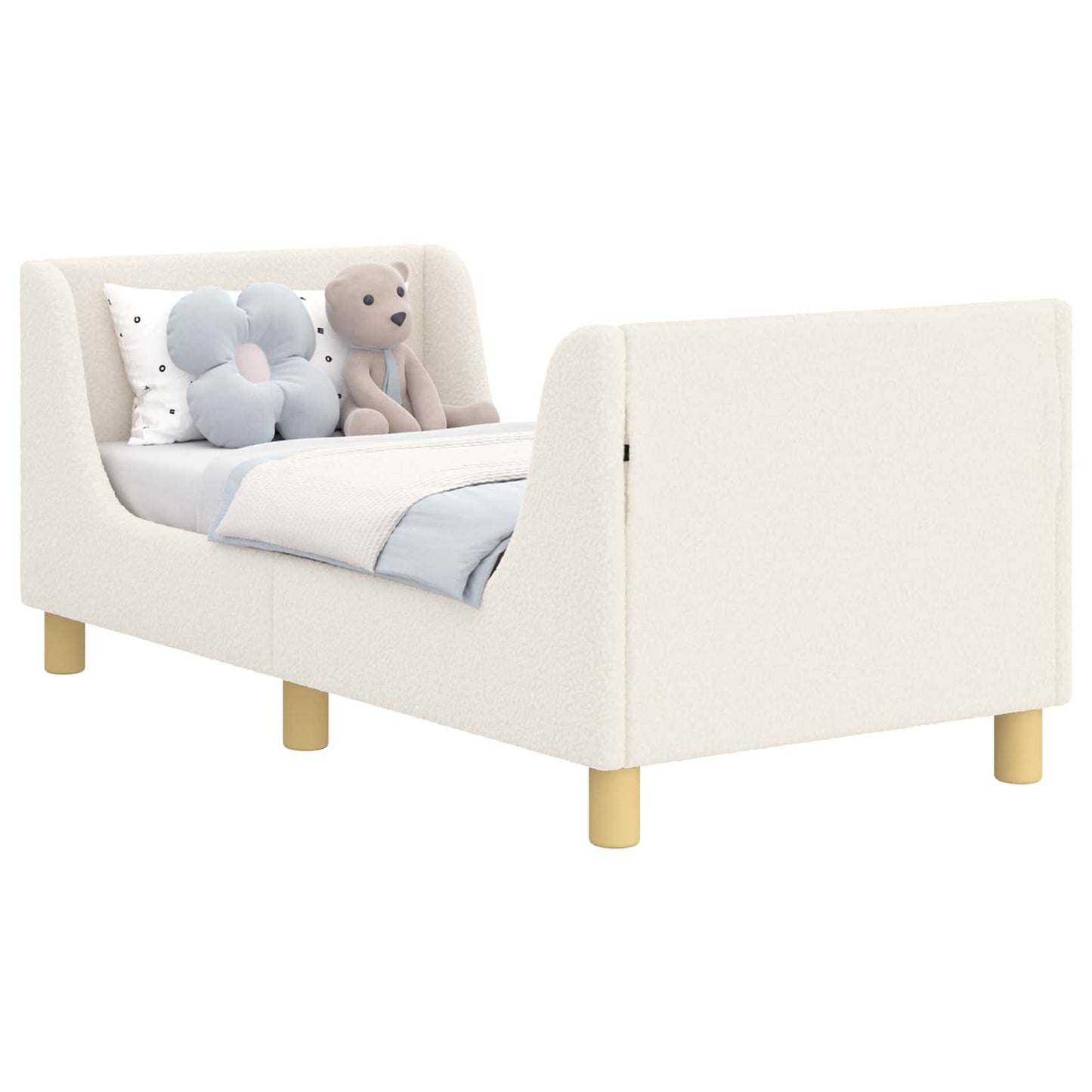 Kinderbettgestell mit Kopfteil Creme 70 x 140 cm Bouclé
