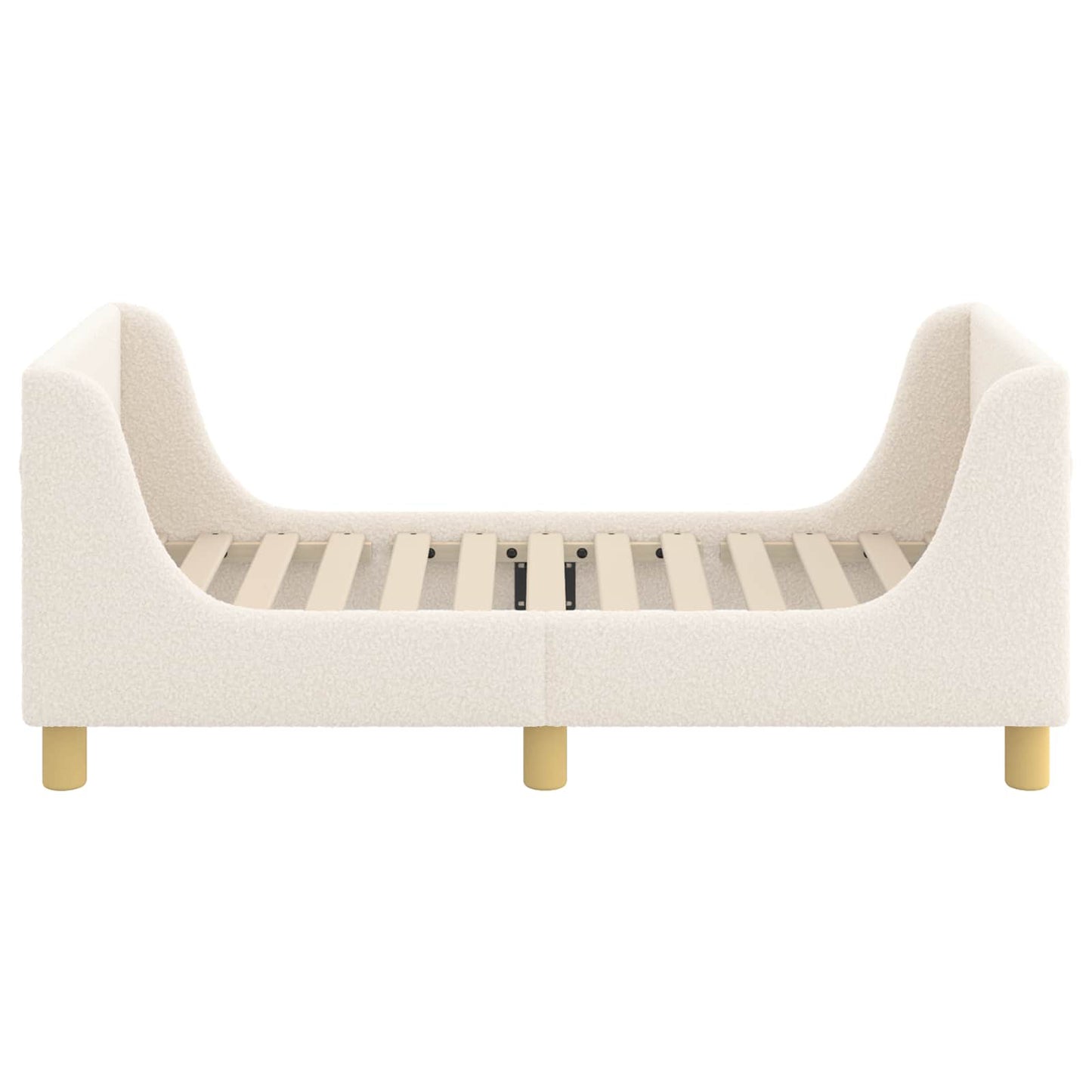 Kinderbettgestell mit Kopfteil Creme 70 x 140 cm Bouclé