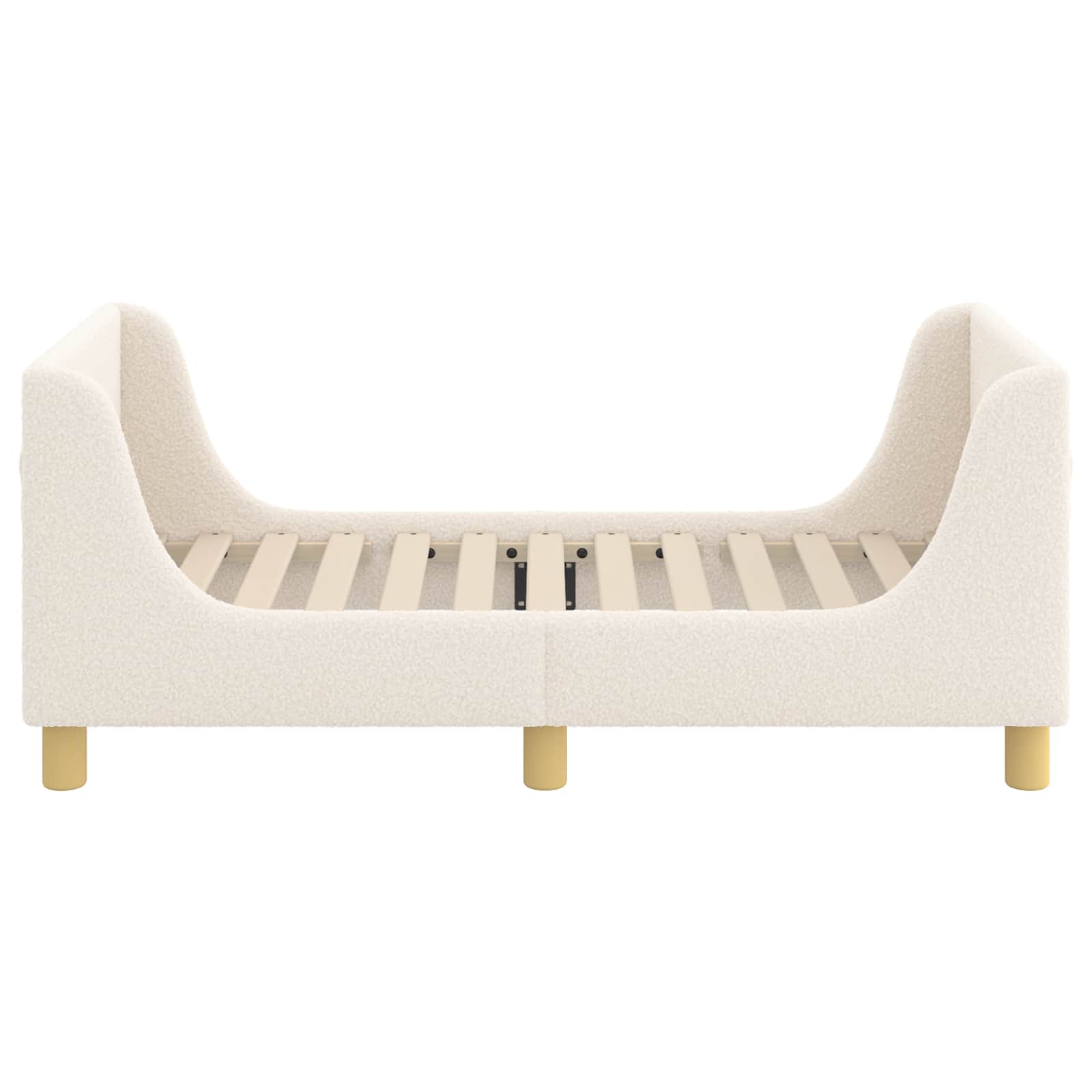 Kinderbettgestell mit Kopfteil Creme 70 x 140 cm Bouclé