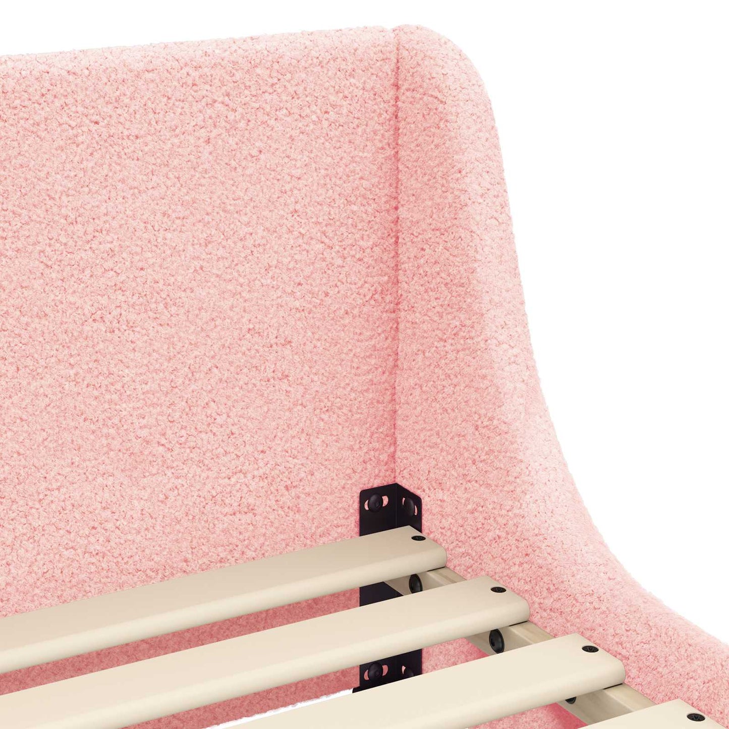 Kinderbettgestell mit Kopfteil Rosa 70 x 140 cm Bouclé