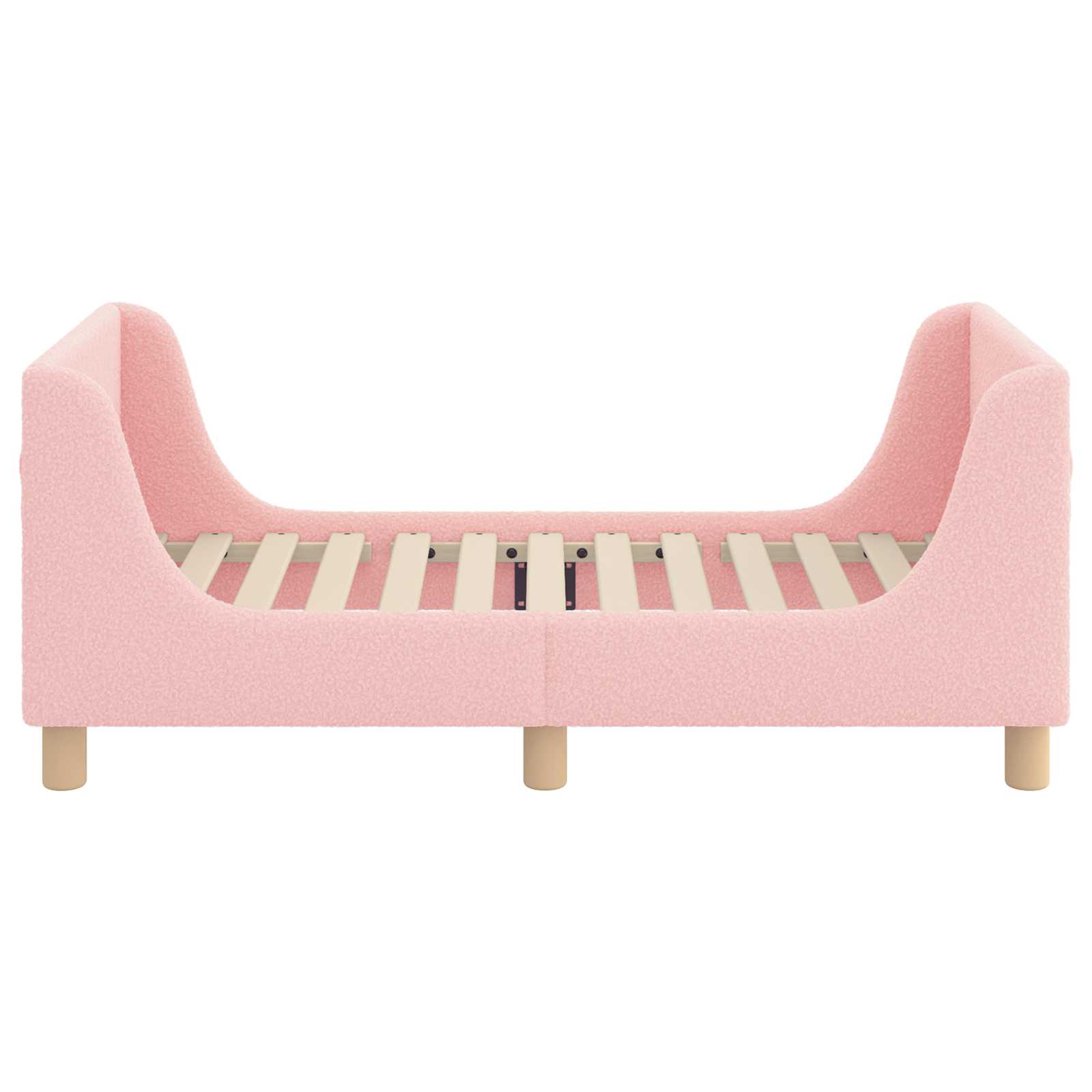 Kinderbettgestell mit Kopfteil Rosa 70 x 140 cm Bouclé