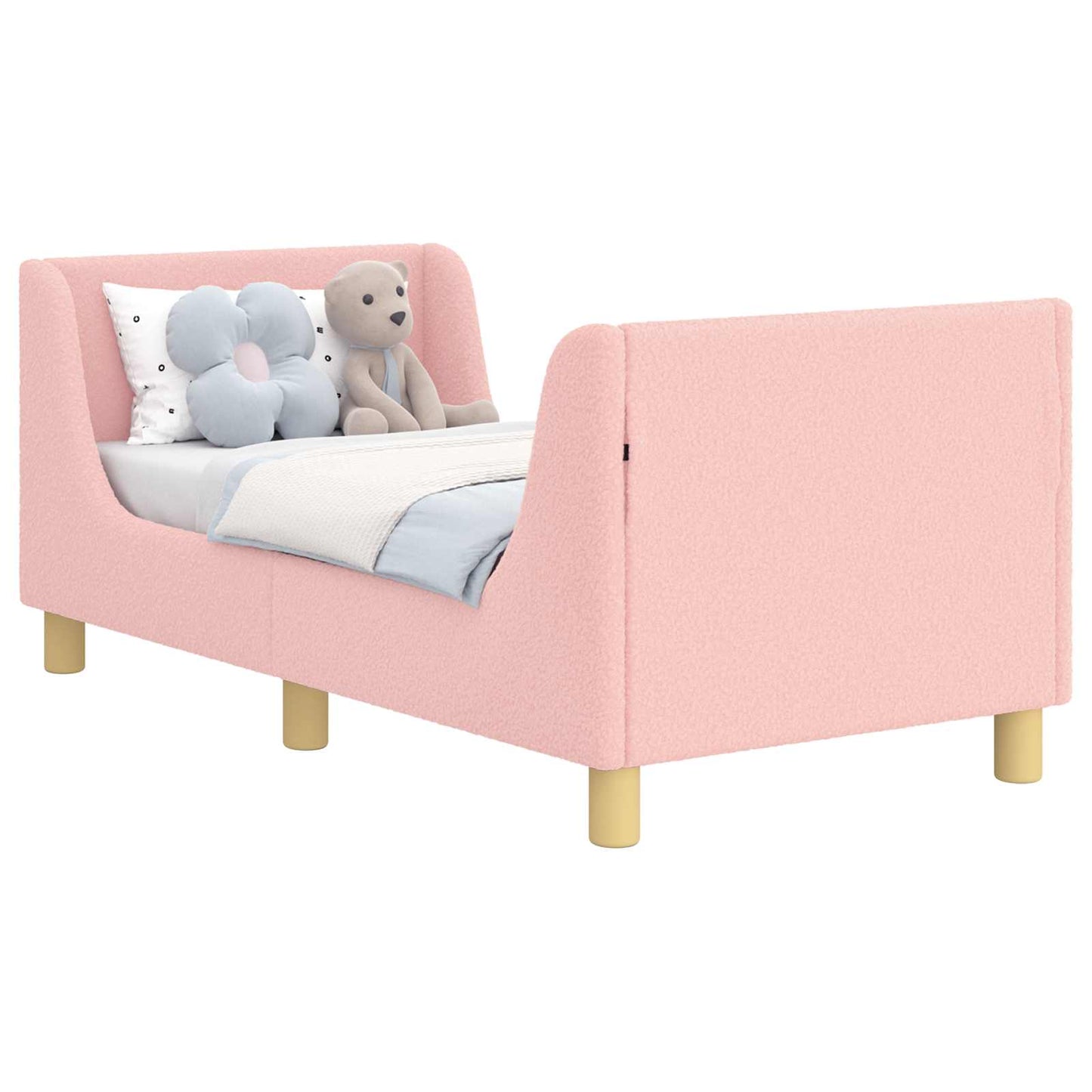 Kinderbettgestell mit Kopfteil Rosa 70 x 140 cm Bouclé