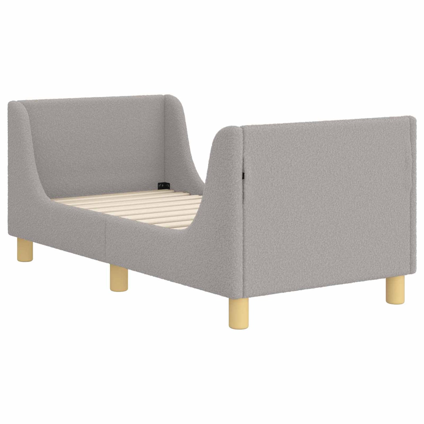 Kinderbettgestell mit Kopfteil Hellgrau 70 x 140 cm Bouclé