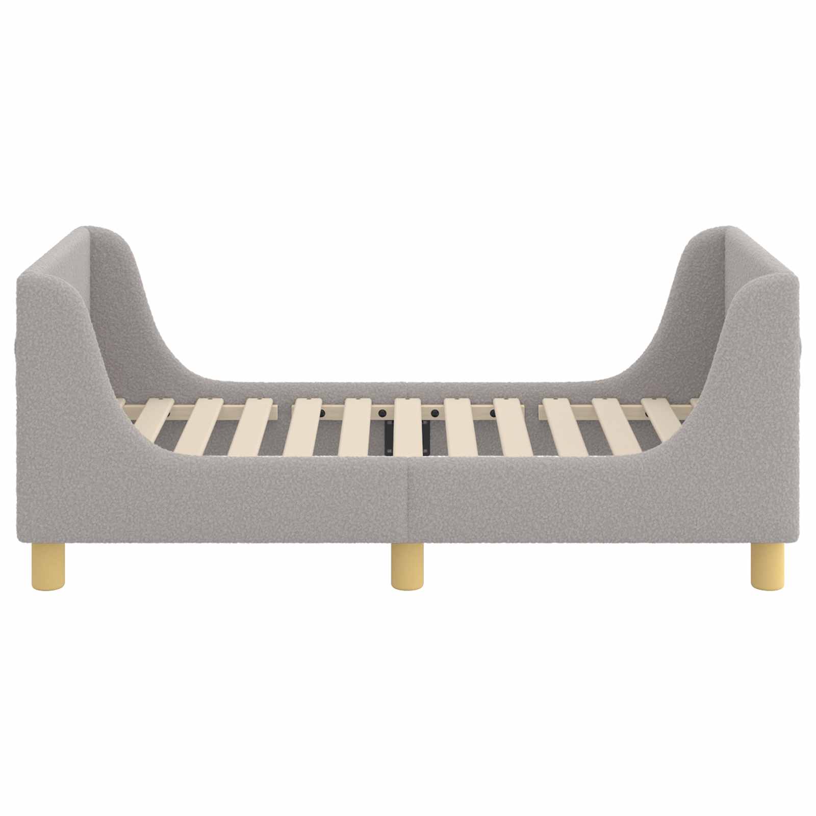 Kinderbettgestell mit Kopfteil Hellgrau 70 x 140 cm Bouclé