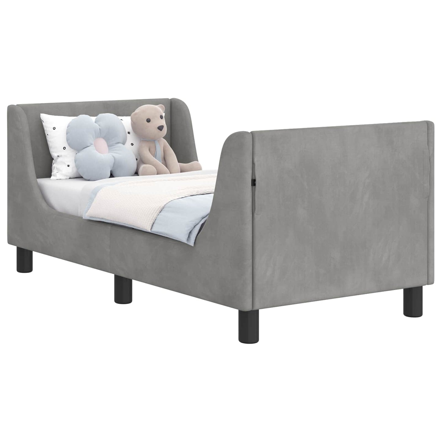 Kinderbettgestell mit Kopfteil Hellgrau 70 x 140 cm Samt