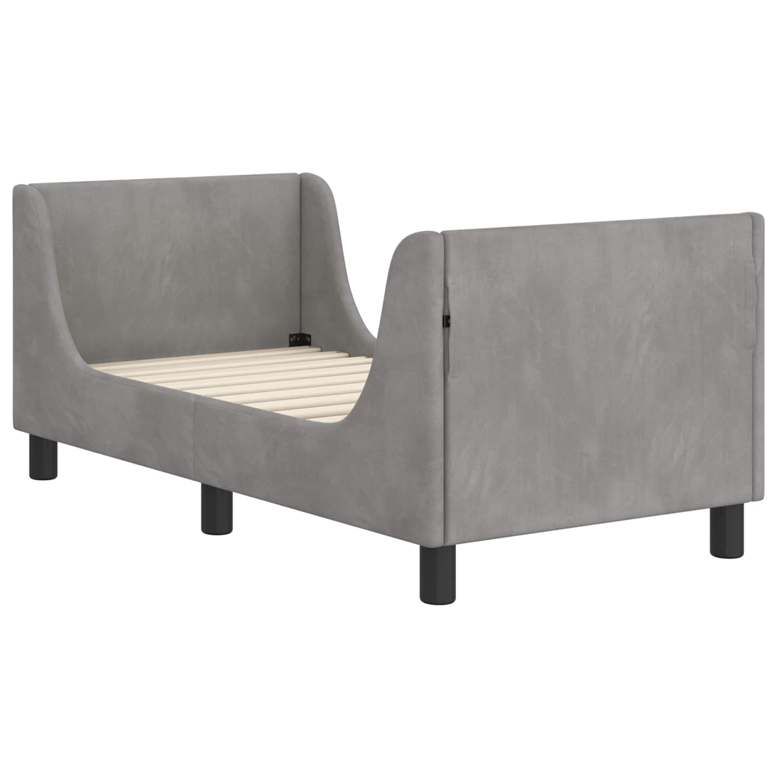 Kinderbettgestell mit Kopfteil Hellgrau 70 x 140 cm Samt