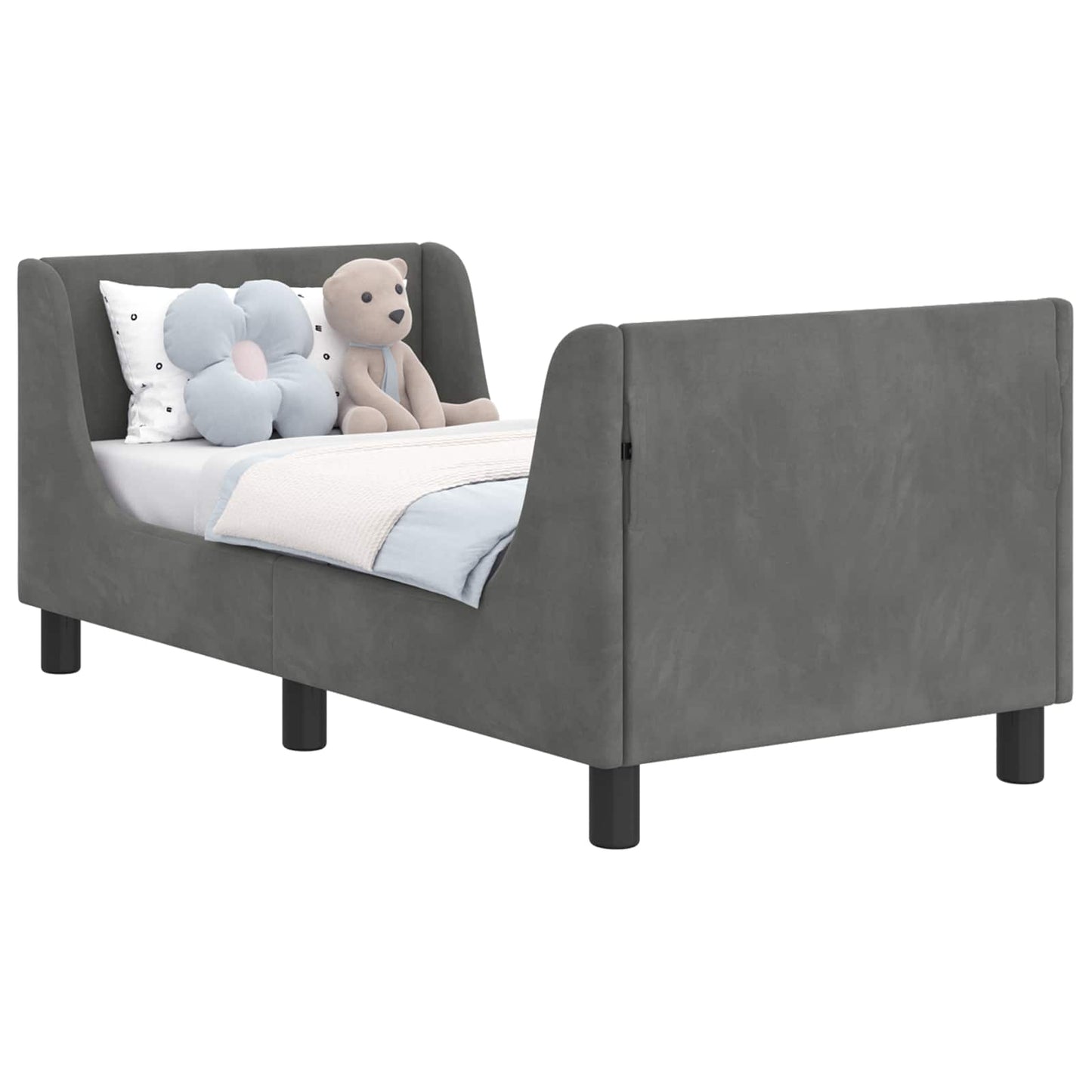 Kinderbettgestell mit Kopfteil Dunkelgrau 70 x 140 cm Samt