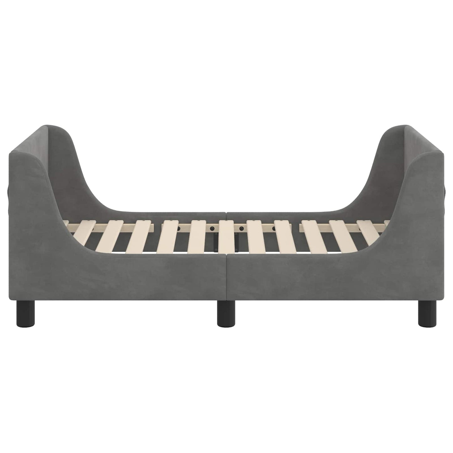 Kinderbettgestell mit Kopfteil Dunkelgrau 70 x 140 cm Samt