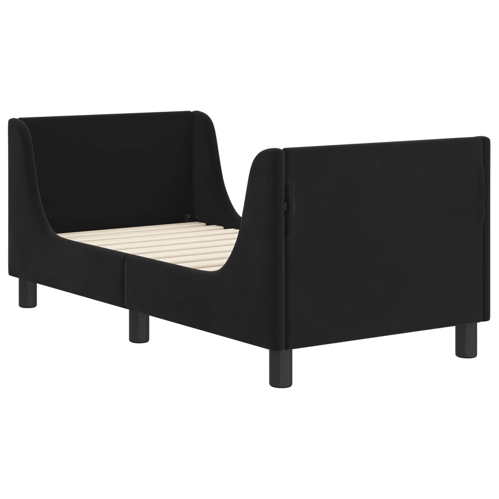 Kinderbettgestell mit Kopfteil Schwarz 70 x 140 cm Samt