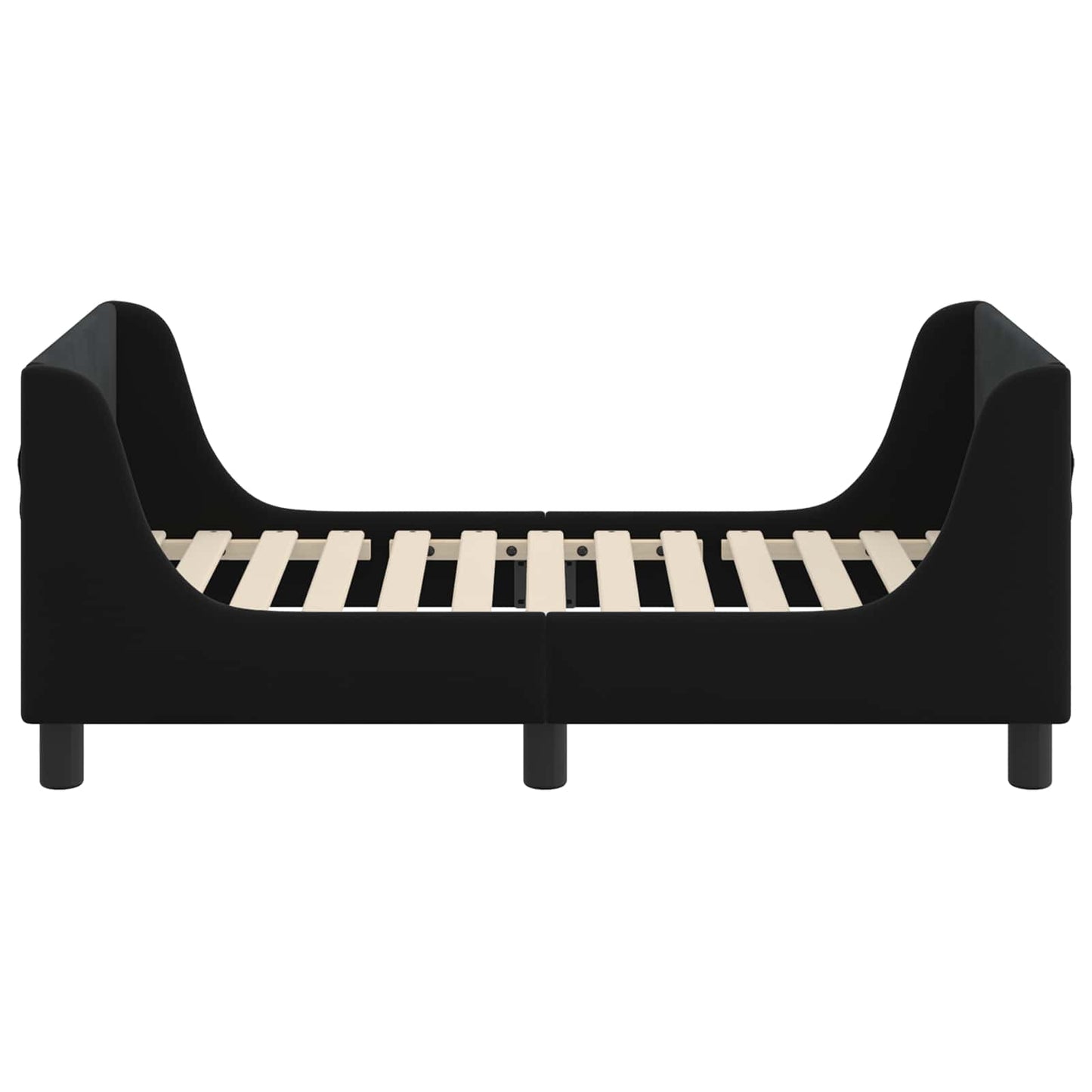 Kinderbettgestell mit Kopfteil Schwarz 70 x 140 cm Samt
