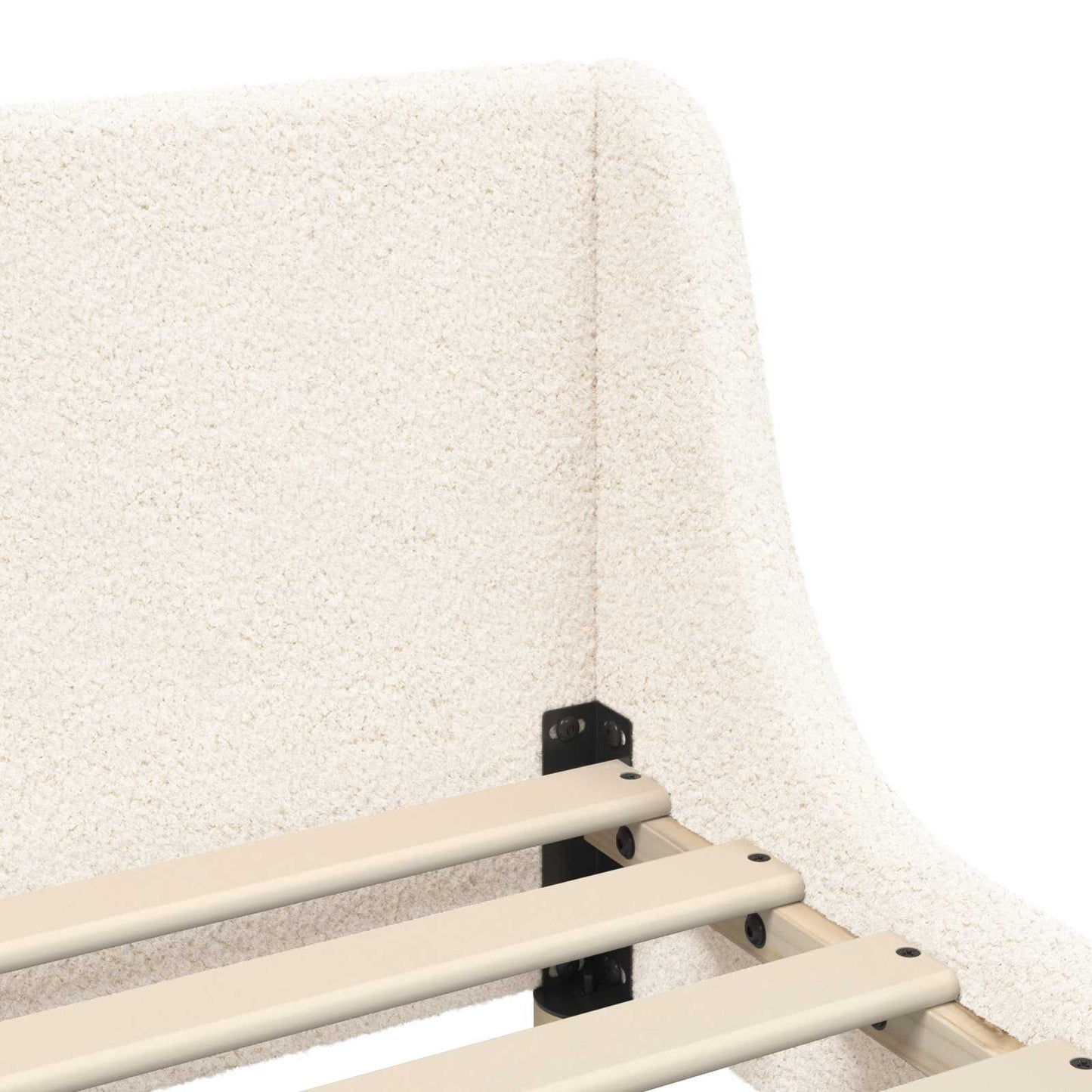 Kinderbettgestell mit Kopfteil Creme 80 x 160 cm Bouclé