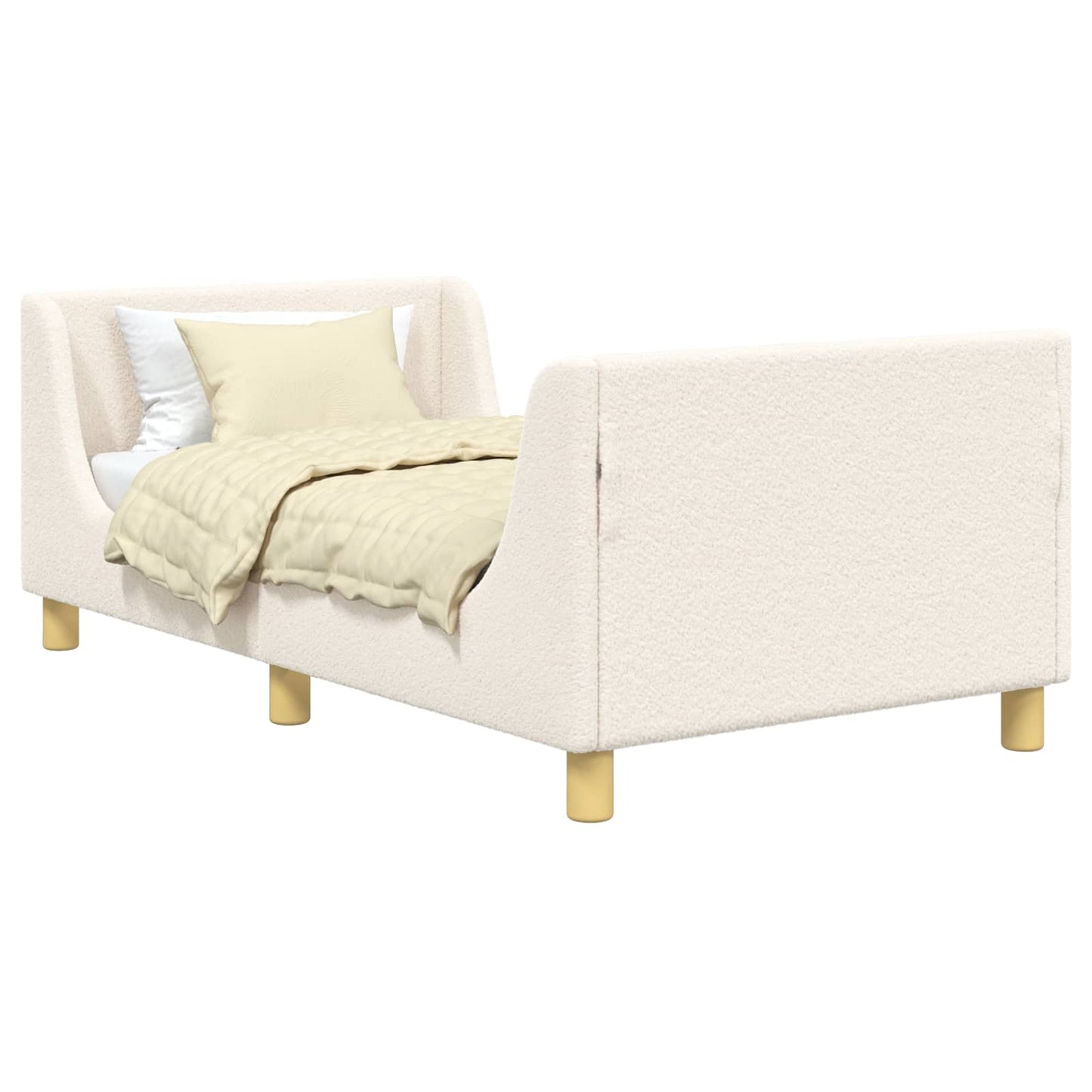Kinderbettgestell mit Kopfteil Creme 80 x 160 cm Bouclé