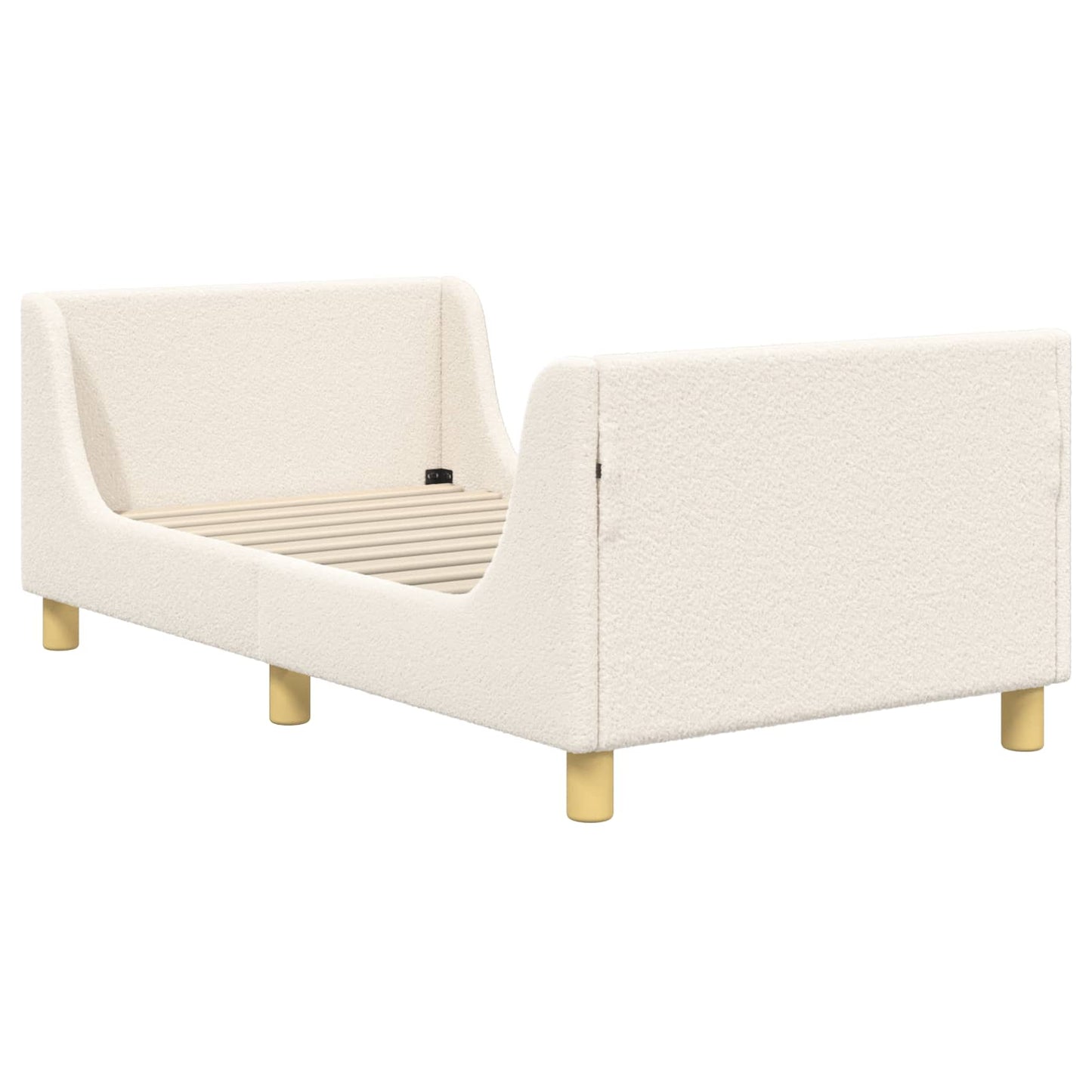 Kinderbettgestell mit Kopfteil Creme 80 x 160 cm Bouclé