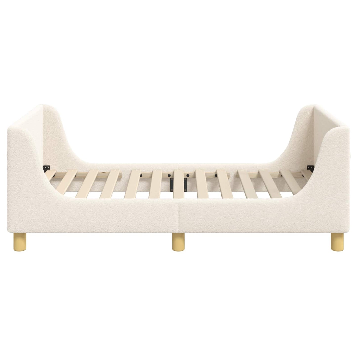 Kinderbettgestell mit Kopfteil Creme 80 x 160 cm Bouclé