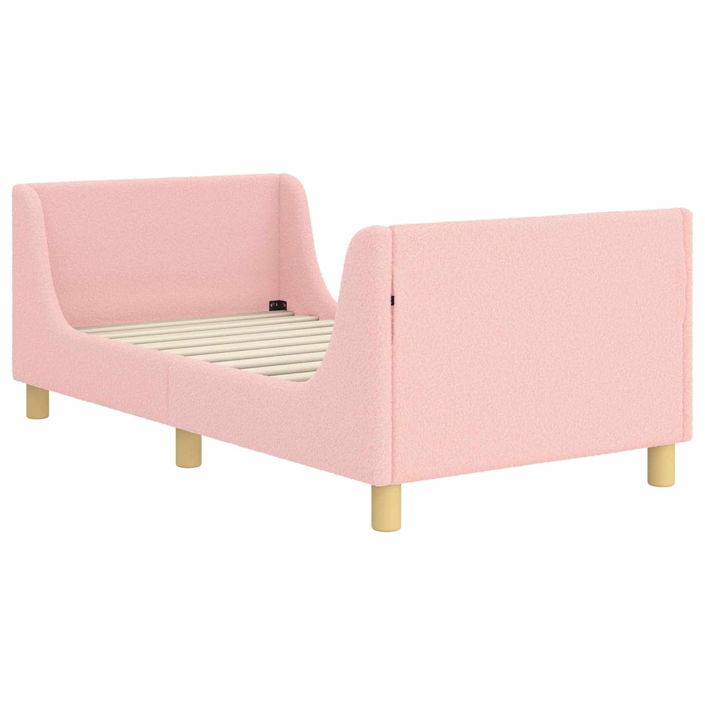 Kinderbettgestell mit Kopfteil Rosa 80 x 160 cm Bouclé