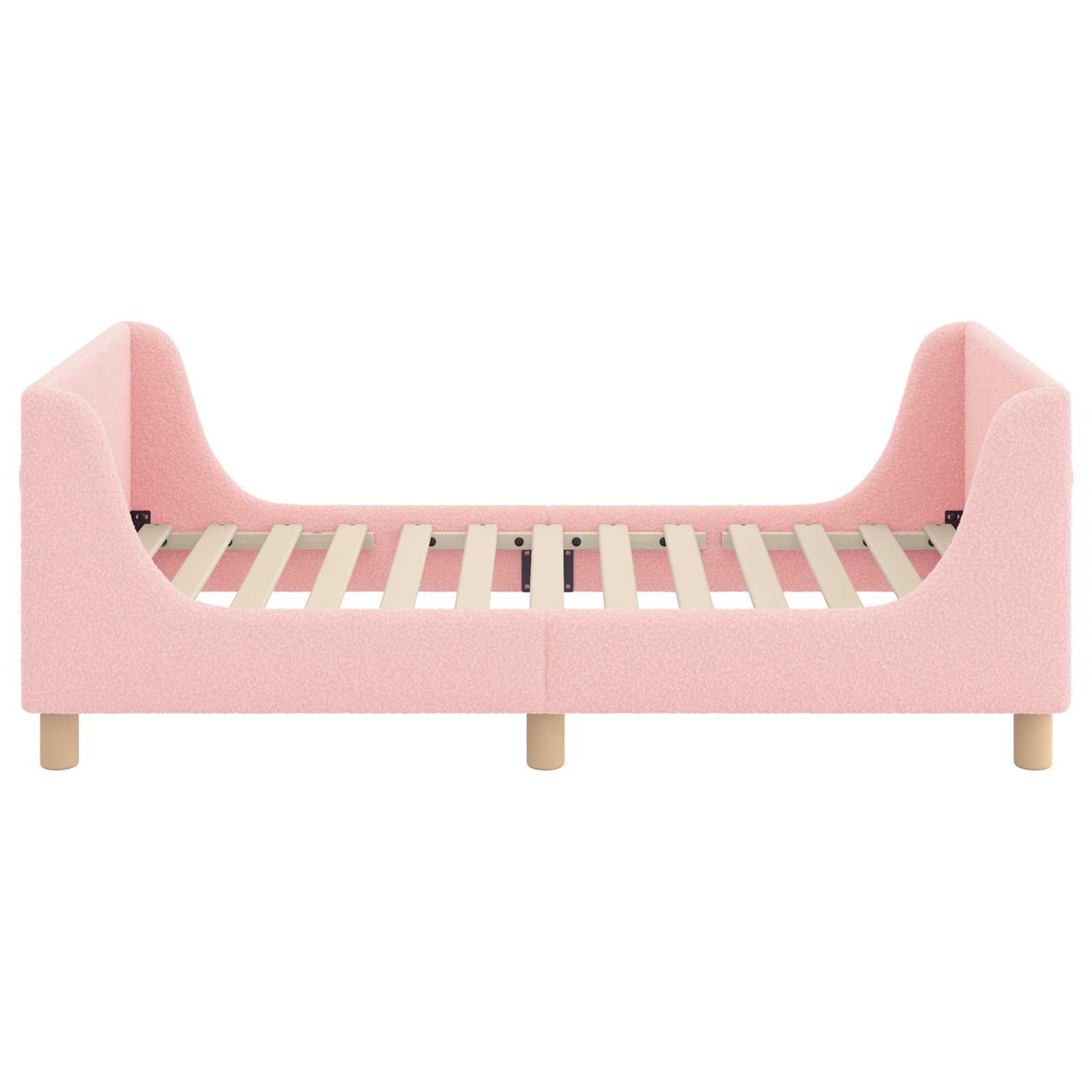 Kinderbettgestell mit Kopfteil Rosa 80 x 160 cm Bouclé