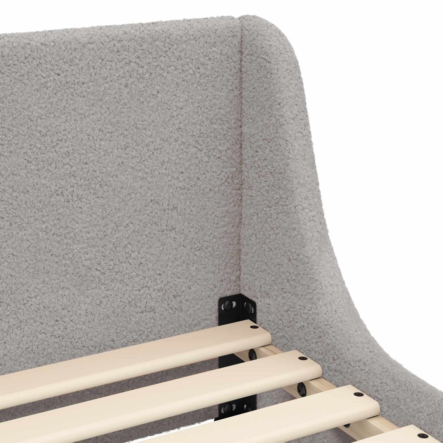 Kinderbettgestell mit Kopfteil Hellgrau 80x160 cm Bouclé