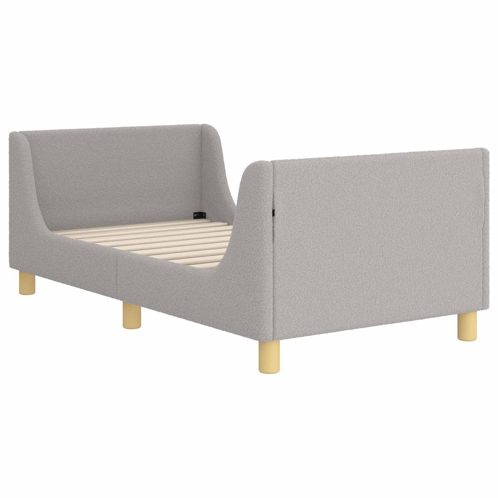 Kinderbettgestell mit Kopfteil Hellgrau 80x160 cm Bouclé