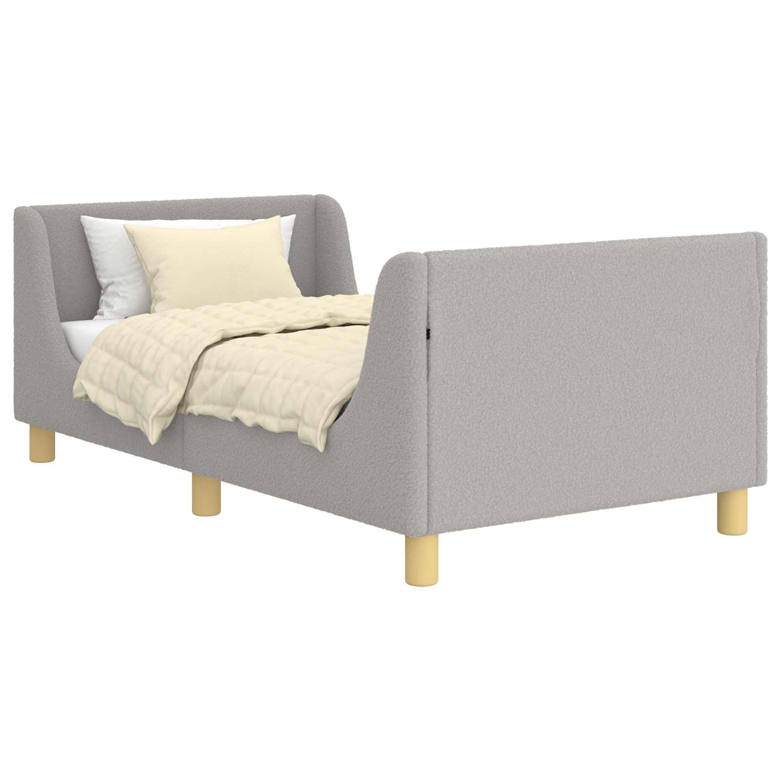 Kinderbettgestell mit Kopfteil Hellgrau 80x160 cm Bouclé