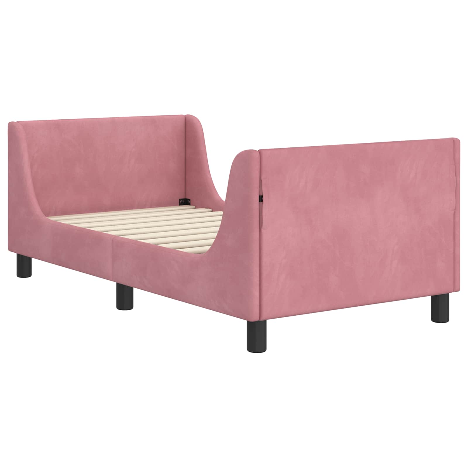 Kinderbettgestell mit Kopfteil Rosa 80 x 160 cm Samt