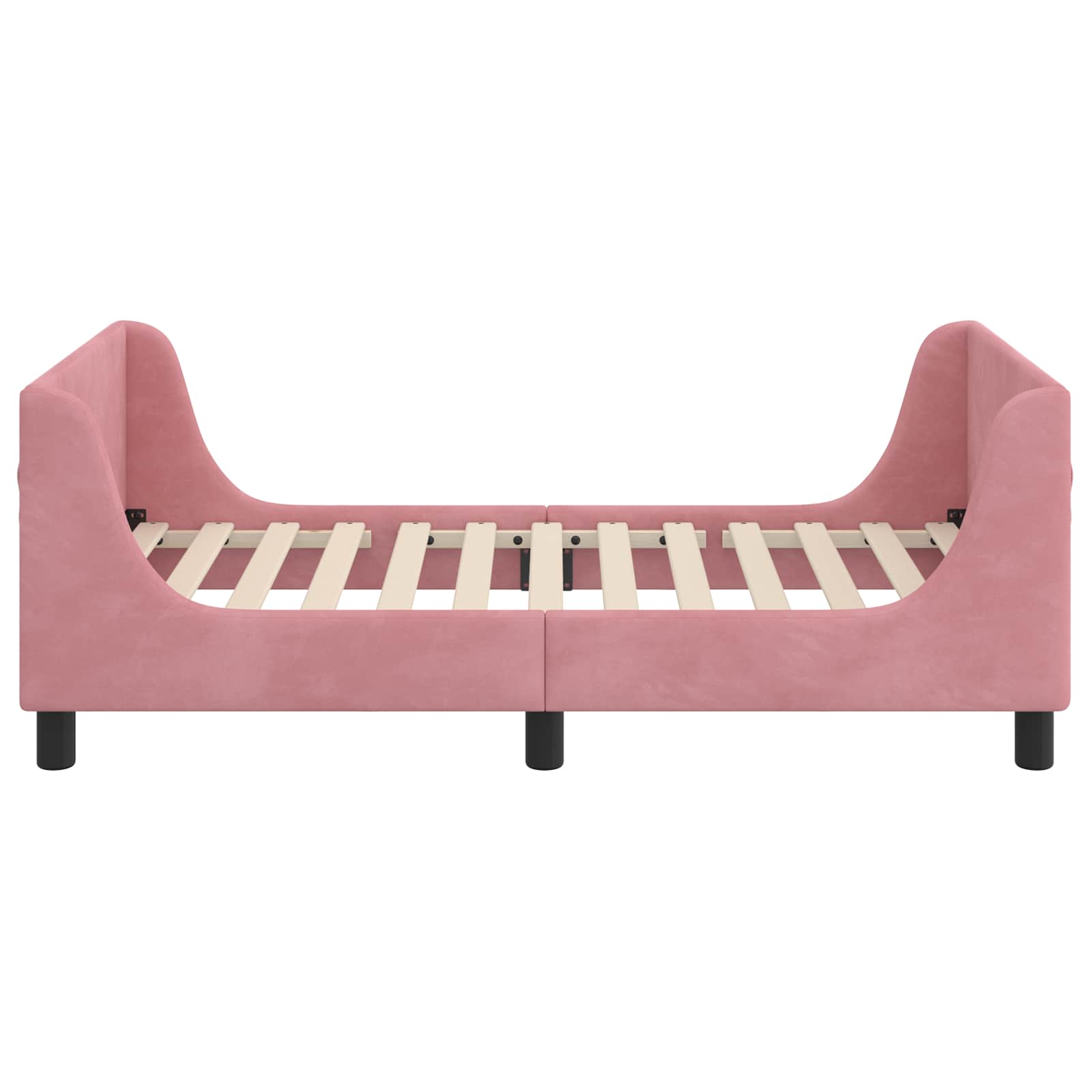 Kinderbettgestell mit Kopfteil Rosa 80 x 160 cm Samt