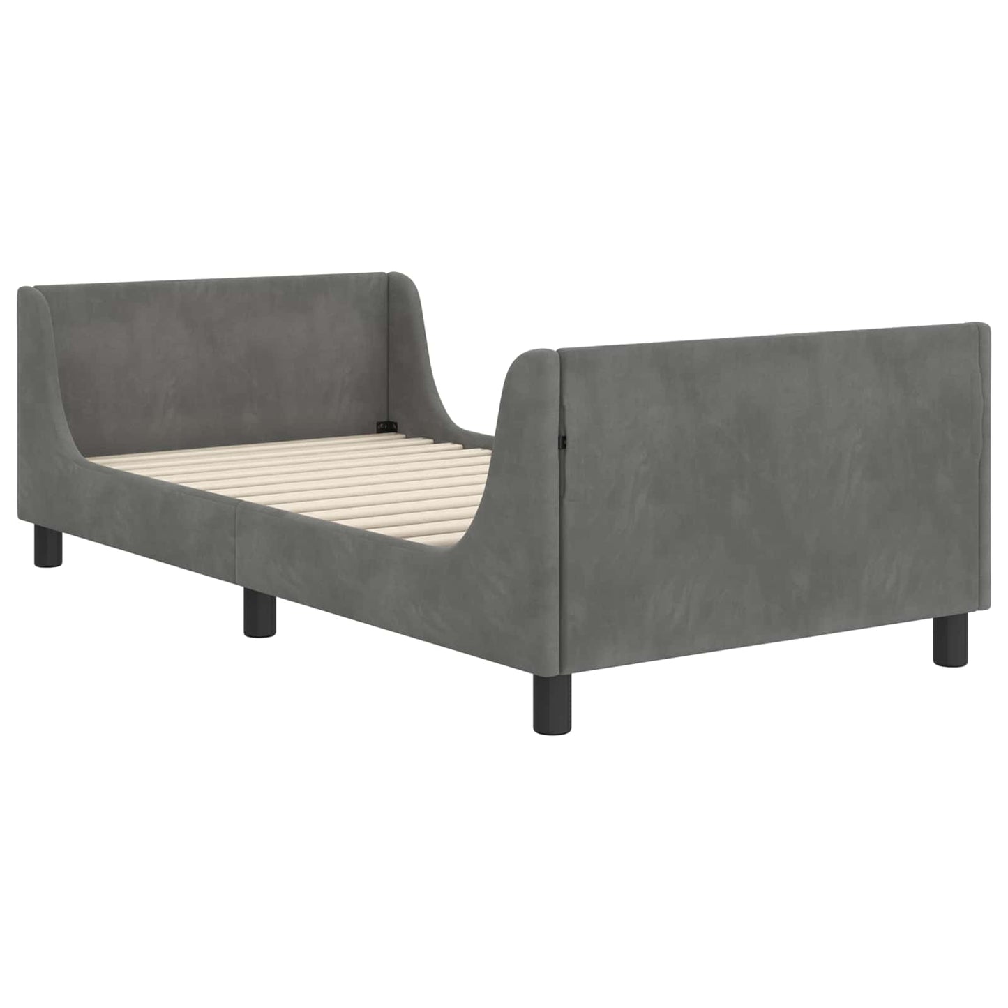 Kinderbettgestell mit Kopfteil Dunkelgrau 90 x 190 cm Samt