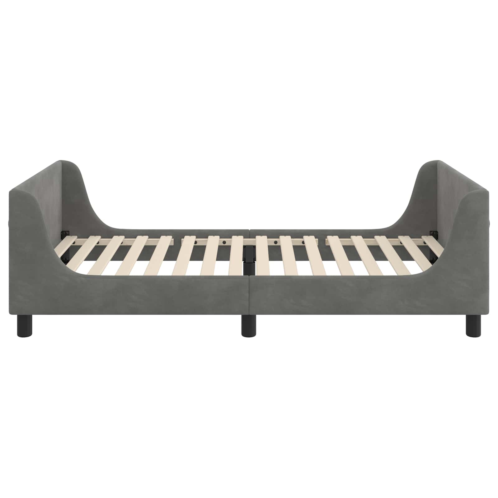 Kinderbettgestell mit Kopfteil Dunkelgrau 90 x 190 cm Samt